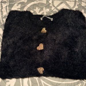 ZARA Black Faux Fur Cardigan